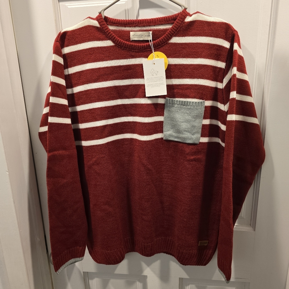 HOPSCOTCH Red and White Striped Sweater with Pocket FOR 15 TO 16 YEARS BOY.